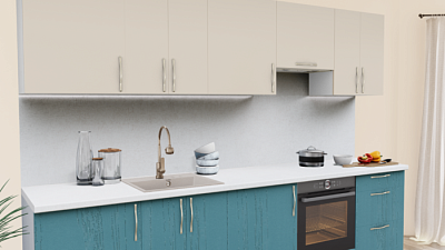 Кухня на заказ Пастель латте - Дуб аквамарин